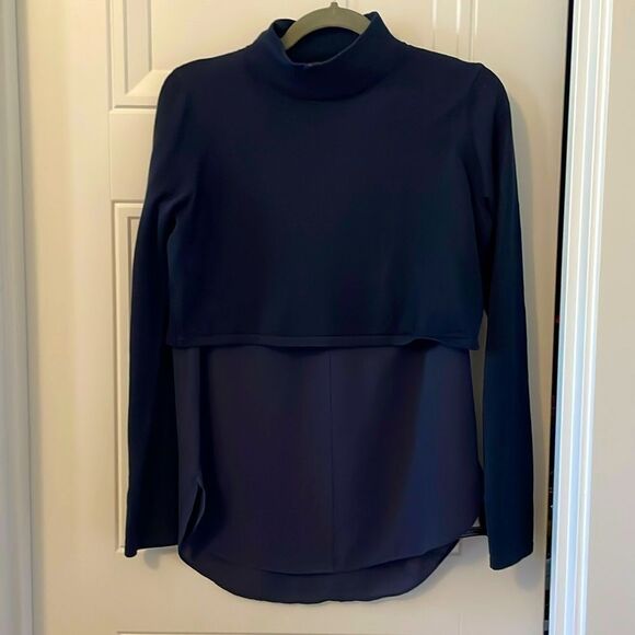 Elie Tahari Knit Crop Mock Turtleneck Over Camisole - Picture 1 of 5